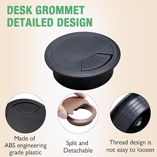 2 Pcs Desk Grommet 2" / 50 mm, Desk Cord Hole Cover, Cable Grommet ABS Plastic - Image 3