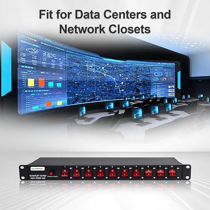 10-Outlet 1U Horizontal PDU Rack Mount Power Strip - Image 9
