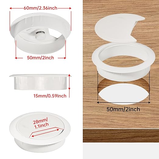 Desk Grommet 2 inch 12 Pcs, Desk Hole Grommet, Cable Grommet, Desk Hole Cover - Image 2