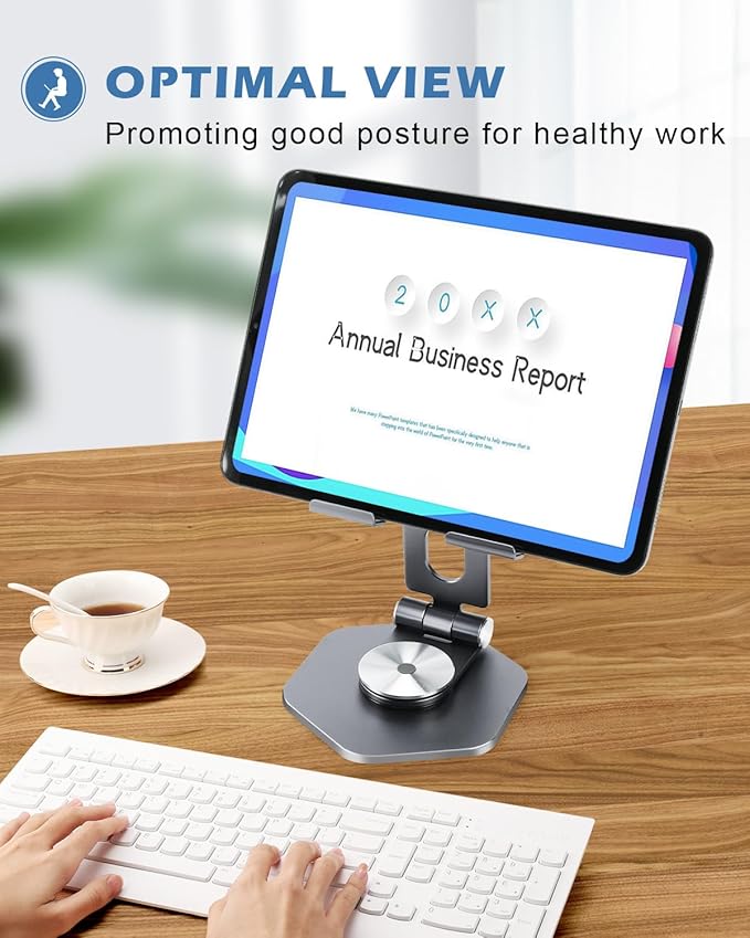 Foldable Aluminum Tablet Stand for Desk, 360° Swivel iPad & Tablet Holder – - Image 7