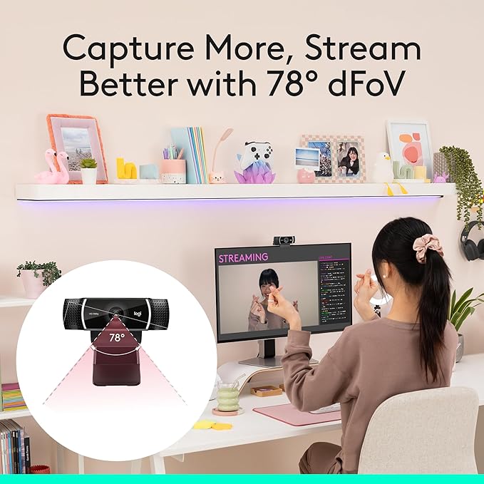 Logitech C922x HD Pro Webcam, Full HD 1080p/60fps Video, HD Light Correction - Image 10