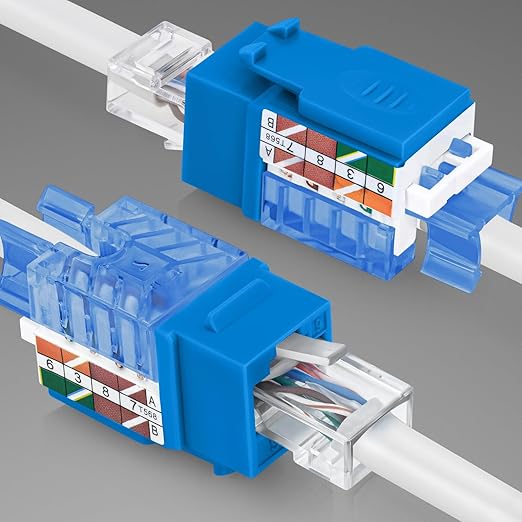Everest 45° Angled RJ45 Cat5e Keystone Jacks 50-Pack in Blue - Image 8
