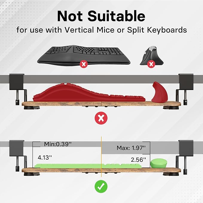BONTEC KMT01-PJ Under Desk Keyboard Tray, Pull-Out Keyboard & Mouse Platform - Image 6