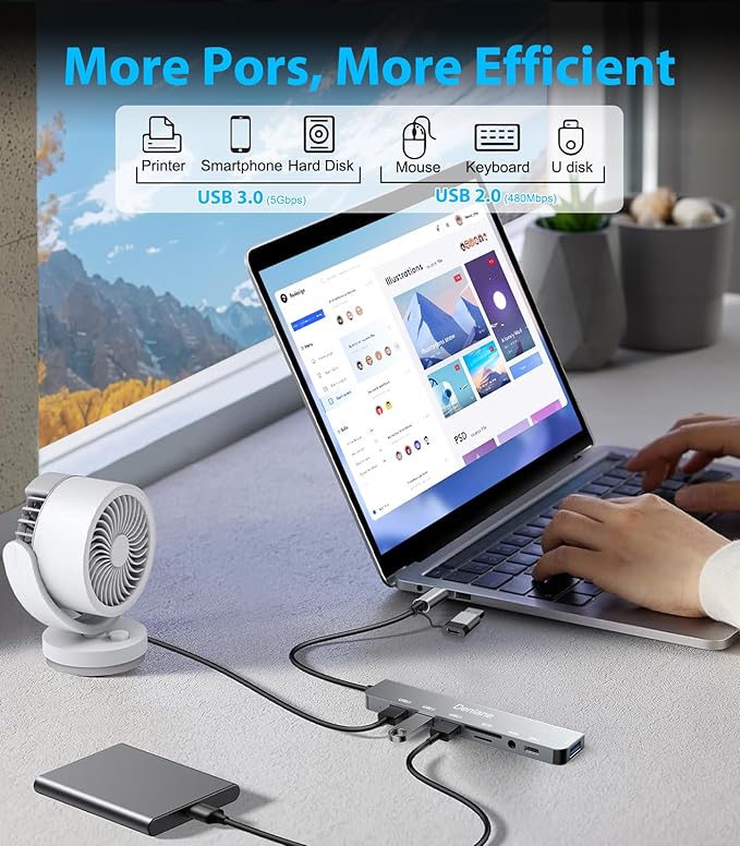USB C Hub USB Hub 3.0 for Laptop, Upgrade 8 in 2 USB Splitter - Image 4