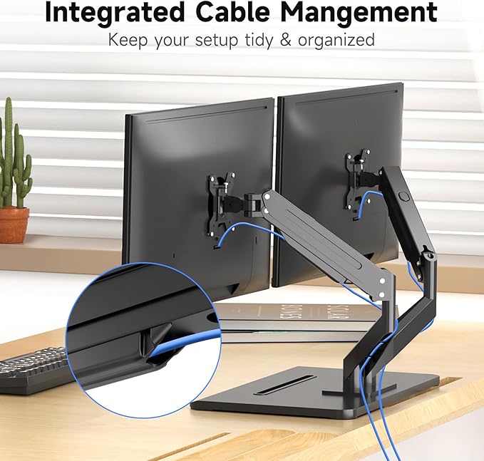 suptek Dual Monitor Mount Gas Spring Monitor Arm Desk Stand - Image 5