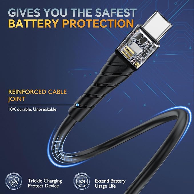 OIITH 3FT Gold 3Pack USB Type C to USB A 3A Fast Charging Cable - Image 6