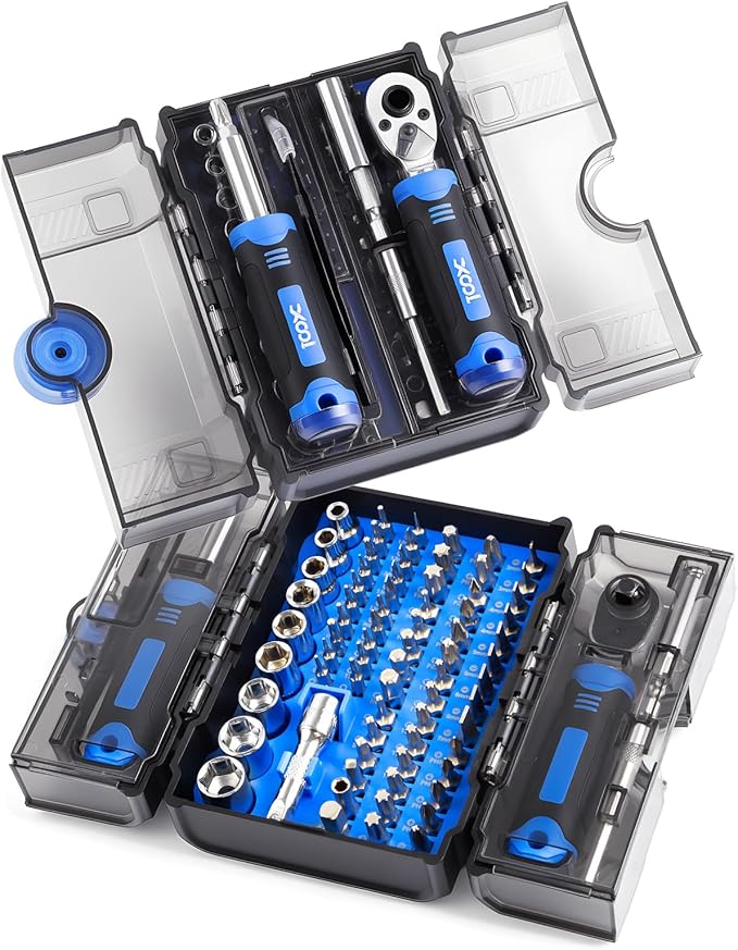 XOOL 78PCS Ratchet Screwdriver Set, Precision Bits, 1/4" Sockets, Magnetic Tools by XOOL
