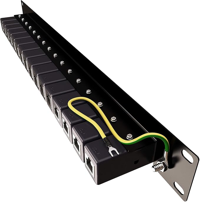 Ethernet Surge Protector 19" RackMount PoE+ Gigabit -Gas Discharge Tube -RJ45 - Image 2