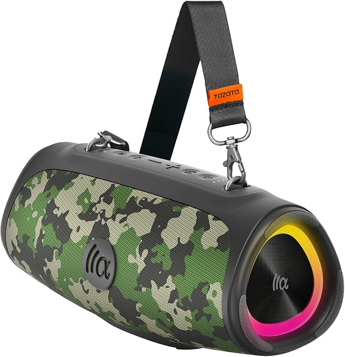 Portable Bluetooth Speaker 60W RMS, 90W Peak Loud Subwoofer Wireless Stereo by Tazata