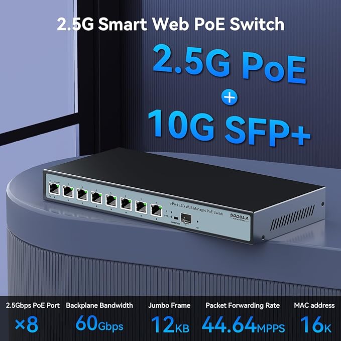 SODOLA 8 Port 2.5G Web Managed PoE Switch 120W | 1X 10G SFP+ & 8 x 2.5GBase-T - Image 4