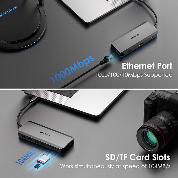 WAVLINK USB C Docking Station Dual Monitor, Triple Display, USB C to 2 HDMI - Image 8