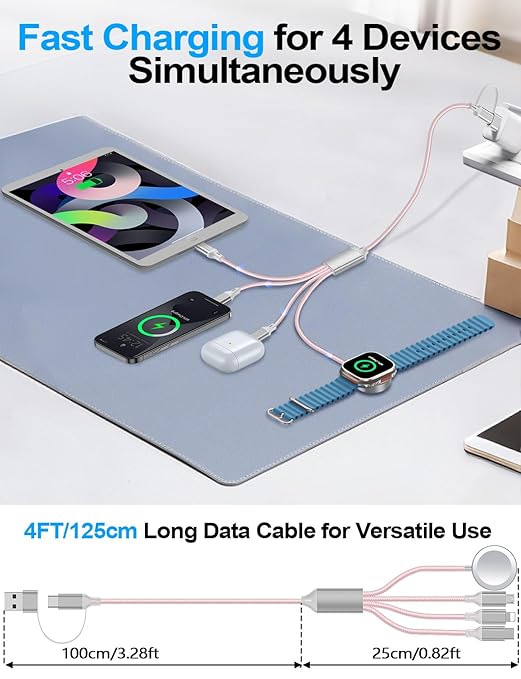 4-in-2 Charging Cable for Apple Watch Charger/Samsung/iPhone Charger, - Image 3