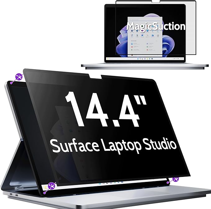 Privacy Screen for 14.4 Inch Surface Laptop Studio 2/1, MagicSuction™ Removable by peslv