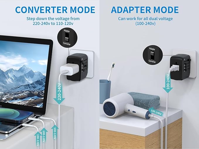 International Travel Adapter Voltage Converter to Step Down 230V to 120V - Image 3