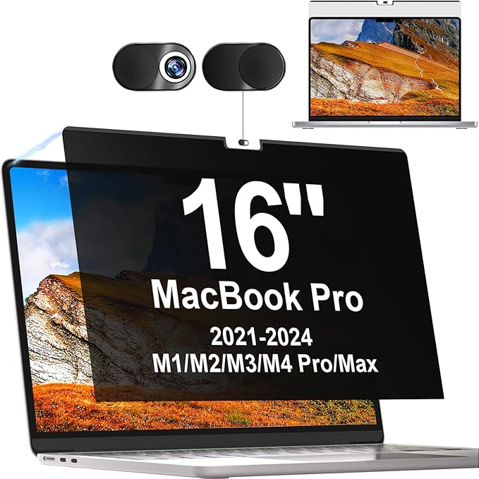 Privacy Screen MacBook Pro 16 Inch 2021-2024, Magnetic Removable Anti Blue by Mamol