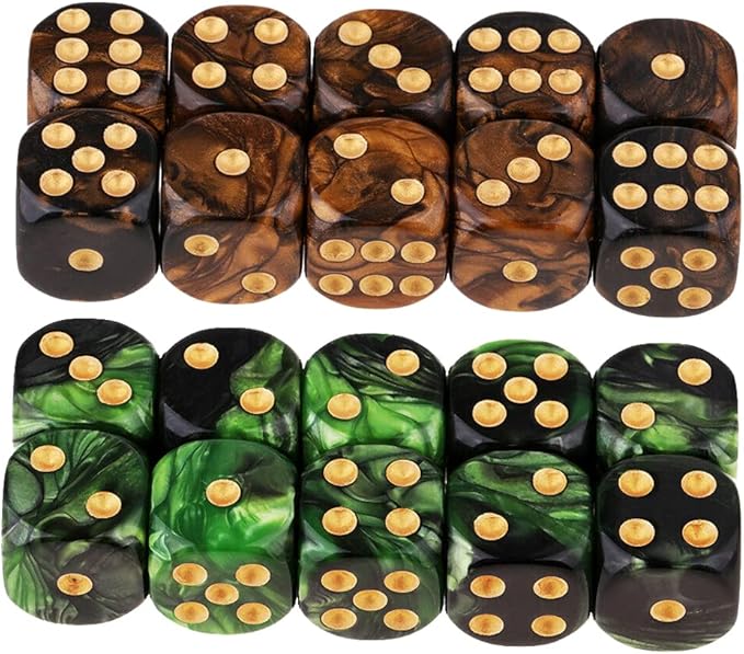 20PCS Polyhedral D6 Dice 16mm Acrylic 6 Sided Dice Game Dice by Yiotfandoll