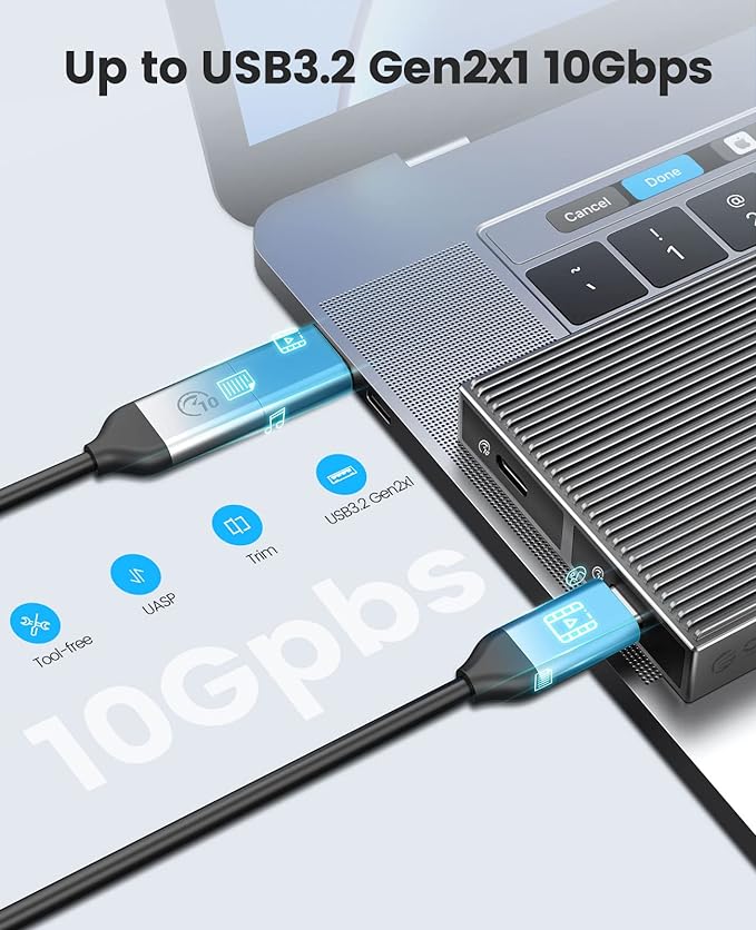 ORICO Dual M.2 NVMe SSD Enclosure, USB C to M2 Adapter - Image 2