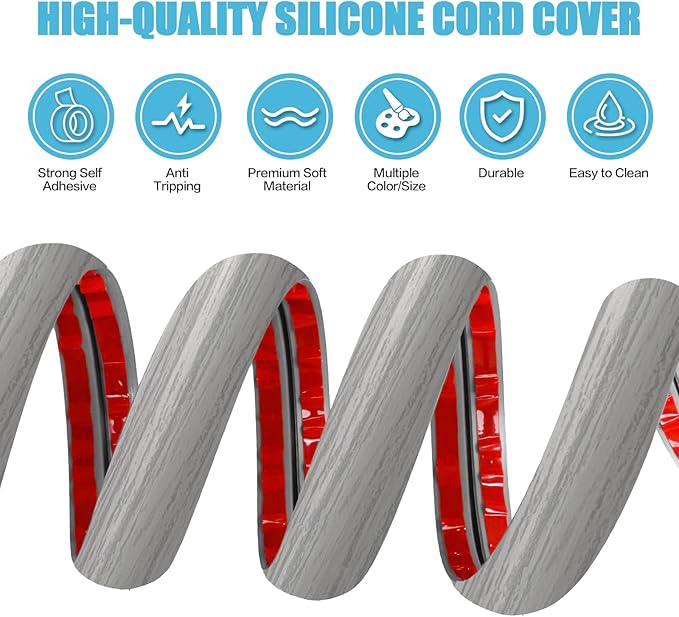 Floor Cord Cover Cavity 0.8"x0.37" Self Adhesive Cord Hider, 10FT Low Profile - Image 3