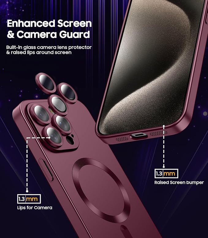 Magnetic for iPhone 15 Pro Case Slim Soft Silicone Bumper Shockproof Metallic - Image 3