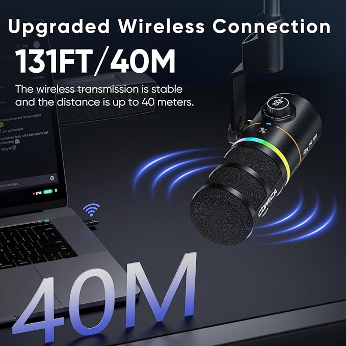 EJoy D10 PRO USB Wireless Gaming Microphone – Boom Arm Mic - Image 7