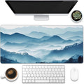 Large Gaming Mouse Pad, Mountain Desk Mat, Misty Forest Mountains Desk Pad by Eflxamz