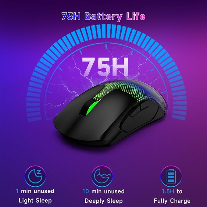 FFJ Master02 Wireless Gaming Mouse, 12000 DPI, Tri-Mode 2.4G/USB-C/Bluetooth - Image 6