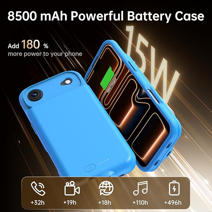 GIN FOXI Battery Case for iPhone 17 AIR, Charging Case Charger 8500mAh - Image 3