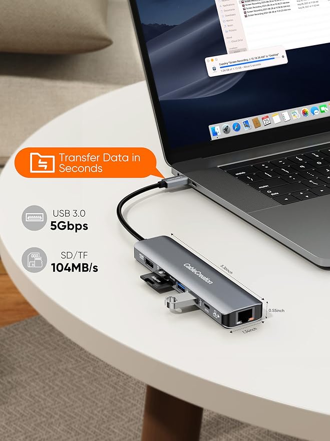 USB C Hub 4K 60Hz, CableCreation 7-in-1 USB-C Hub Multiport Adapter - Image 6