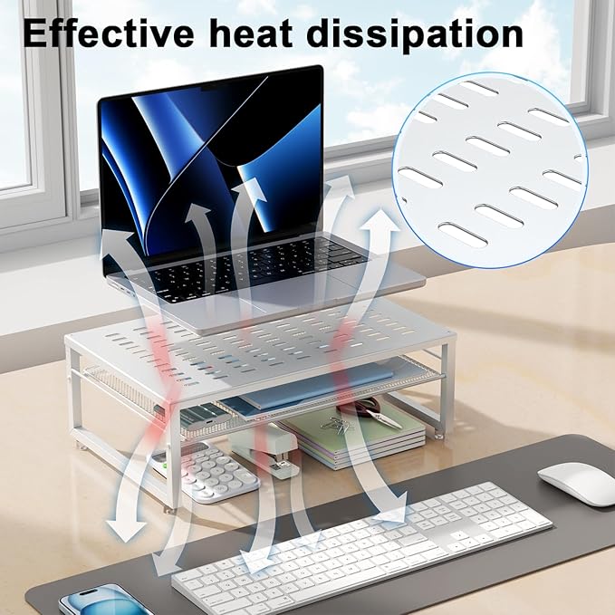 gianotter 2-Tier Metal Monitor Stand Riser, Desk Accessories & Workspace Desk - Image 8