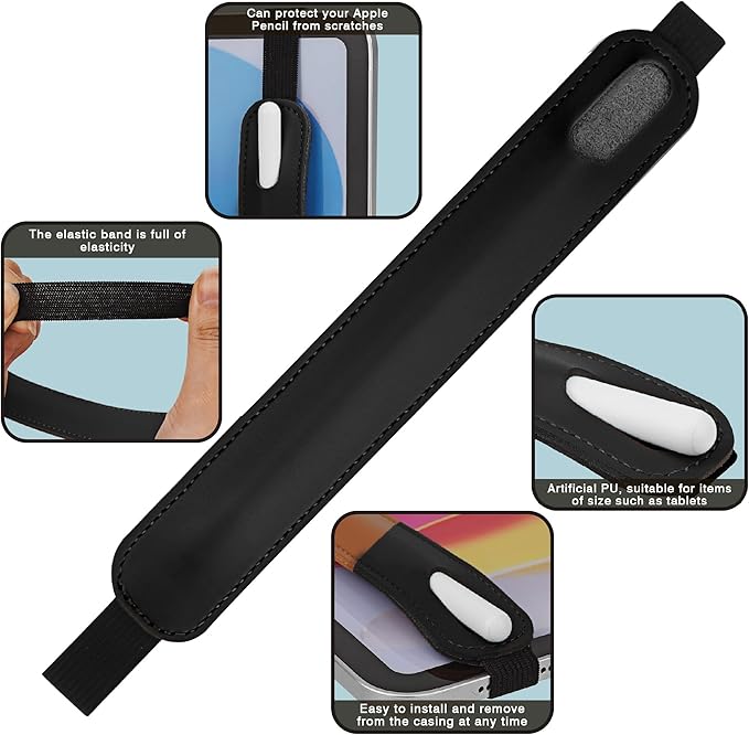 Vegan Leather Elastic Band Stylus Holder, Capacitive Pen Case - Image 3