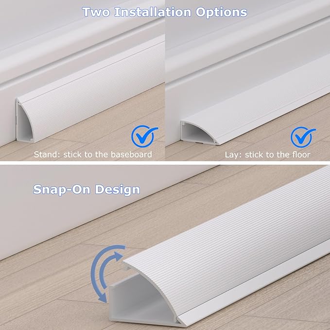 ZhiYo 68in Floor Cord Cover for Corner, Large Cord Hider for 3-5 Cords - Image 3