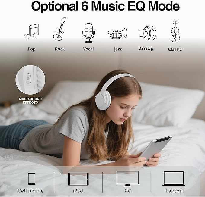 MIDOLA Bluetooth Headphones Over Ear 68H Playtime 6 EQ Wireless Headset - Image 4
