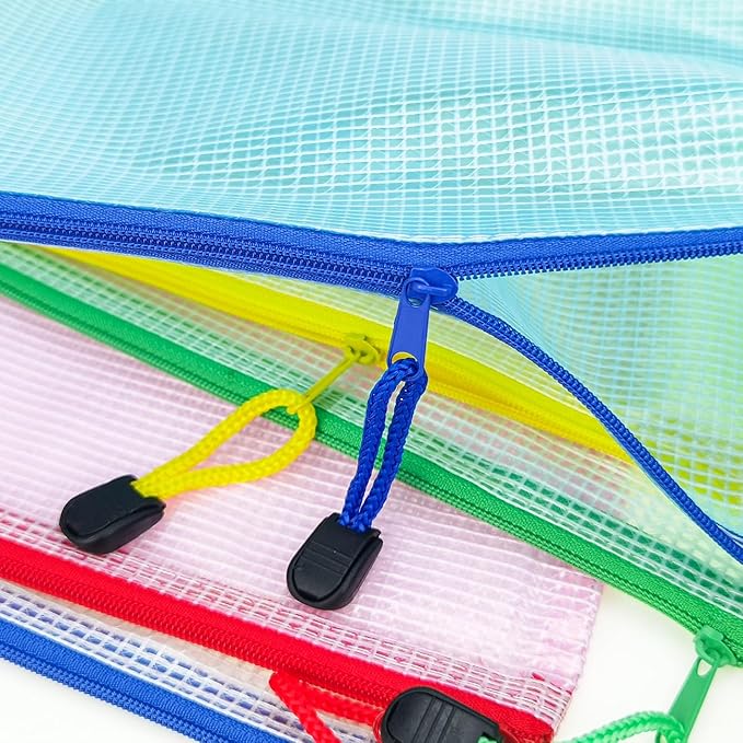 AUSTARK 10 Pcs Zipper File Bags, Waterproof Plastic Mesh Pouch - Image 6