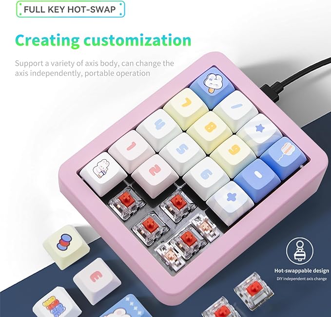Adventurers K812 Wired Mechanical Numeric Keypad, 19-Key Hot-Swappable RGB - Image 2