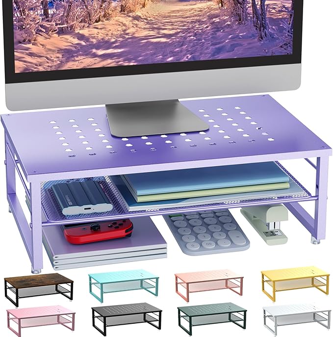 gianotter 2-Tier Metal Monitor Stand Riser, Office Desk Storage Organizer by gianotter