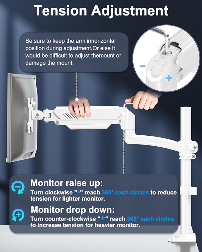 Single Monitor Mount Holds Max 22lbs, 13-32 inch Monitor Desk Mount, Height - Image 5