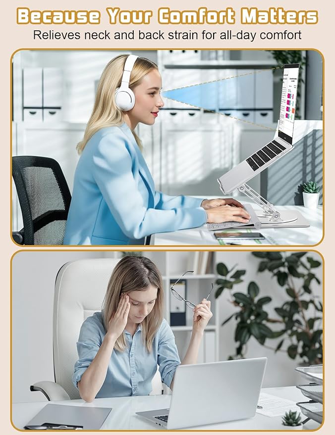 Adjustable Laptop Stand for Desk-360° Rotating Foldable Laptop Holder Ergonomic - Image 6