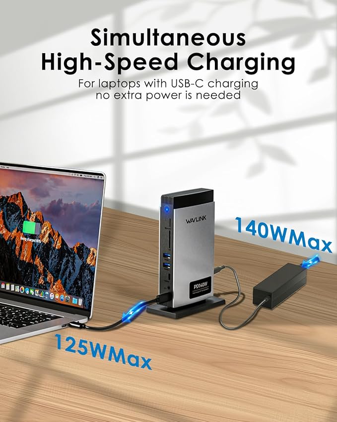 WAVLINK Laptop Docking Station 3 Monitors, 11-in-1 USB C Docking Station - Image 3
