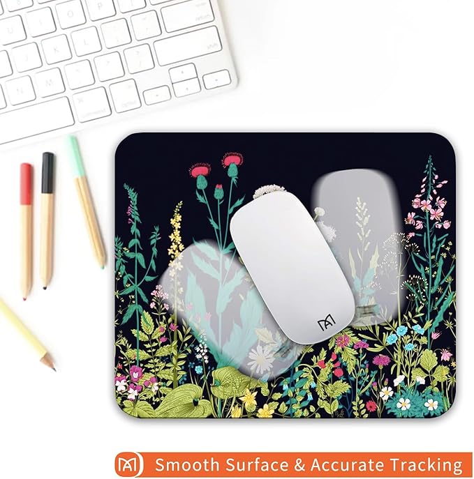 Square Mouse Pad Midnight Flowers, Personalized Premium-Textured Custom Mouse - Image 4