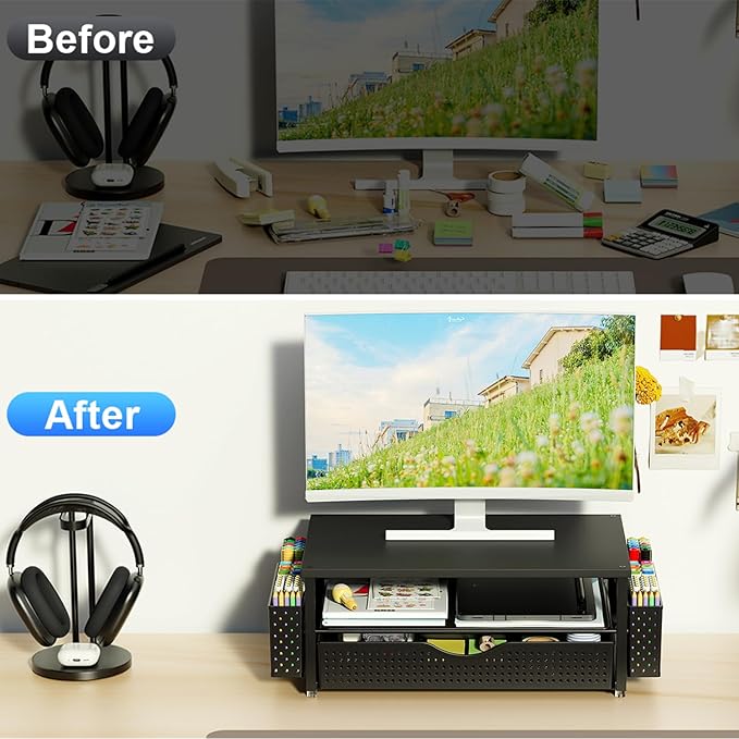 Desk Organizer and Accessories, Computer Monitor Stand Riser - Image 2