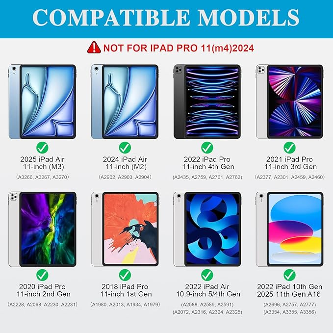 Keyboard Case for iPad Air 11 inch M3 M2&Pro 11, Magnetic Detachable iPad A16 - Image 2