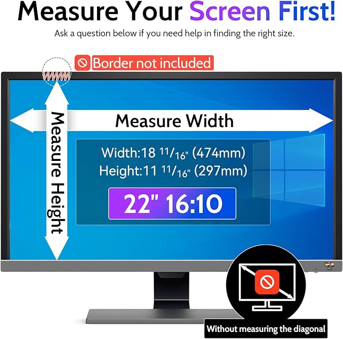 Privacy Screen for Computer Monitor 22 Inch 16:10 Aspect Ratio, Anti Blue Light - Image 6