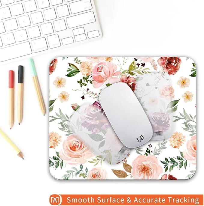 Square Mouse Pad Pretty Floral, Personalized Premium-Textured Custom Mouse Mat - Image 4