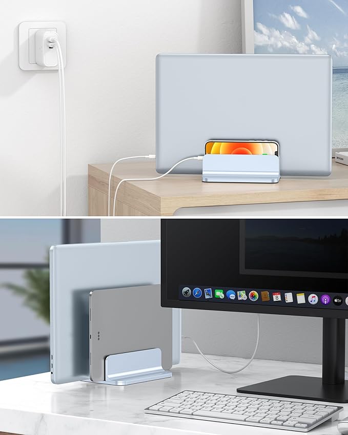 OMOTON [Updated Dock Version Vertical Laptop Stand, Double Desktop Stand Holder - Image 7