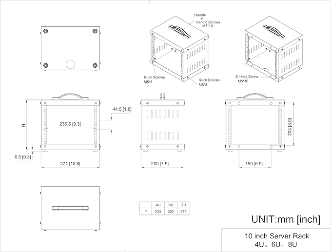 8U Small Network Cabinet-10 inch Server Rack - Image 4