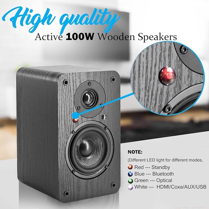 LONPOO Powered Bookshelf Speaker, Active Near Field Studio Monitor - Image 4