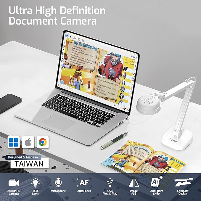 INS-1 USB Document Camera — 8MP Ultra HD, Auto Focus, LED Light, Built-in - Image 3