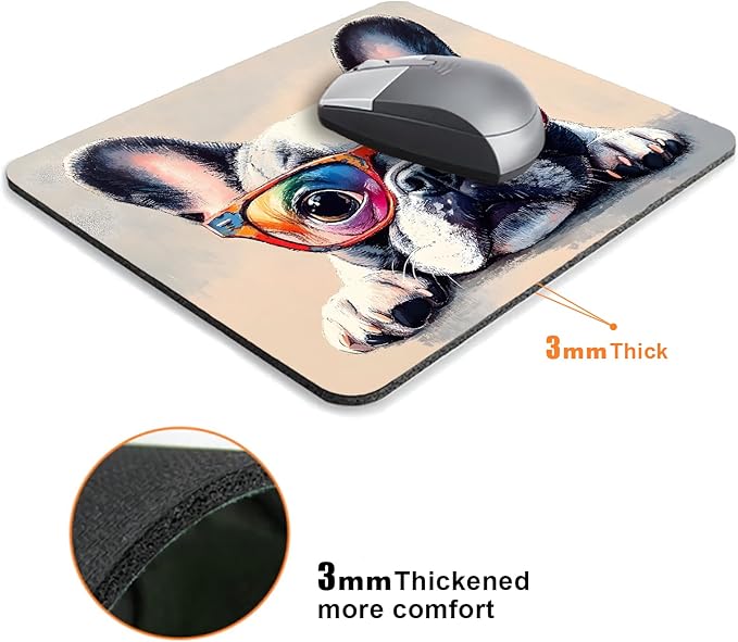 Funny Bulldog Dog Mouse Pads for Desk, Portable Wireless Computer Mouse pad - Image 3