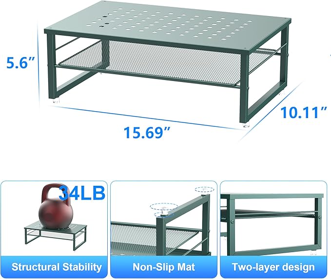 gianotter 2-Tier Metal Monitor Stand Riser, Desk Organizer - Image 5