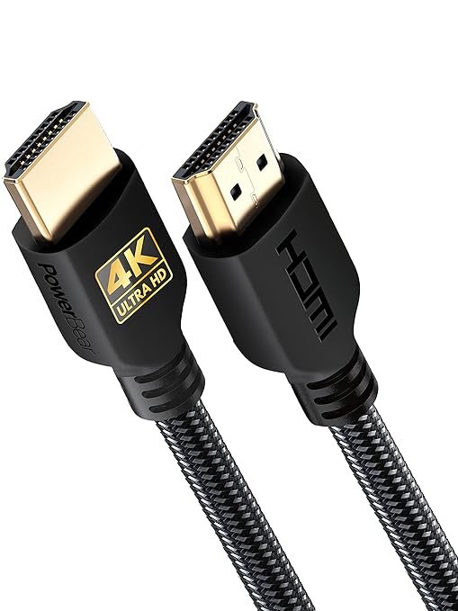 PowerBear 4K HDMI Cable 1 ft | High Speed, Braided Nylon & Gold Connectors by PowerBear